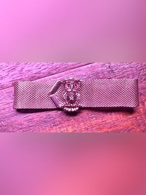 VTG Nocturne Owl Silver Tone Mesh Adj to 7" Wrap Around Bracelet Sarah Coventry